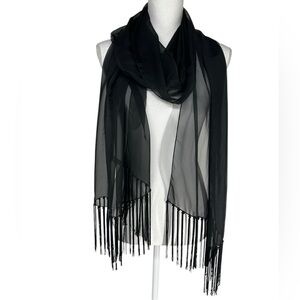 LAURA BY LAURA ASHLEY / Sheer Shawl Wrap / Fringe